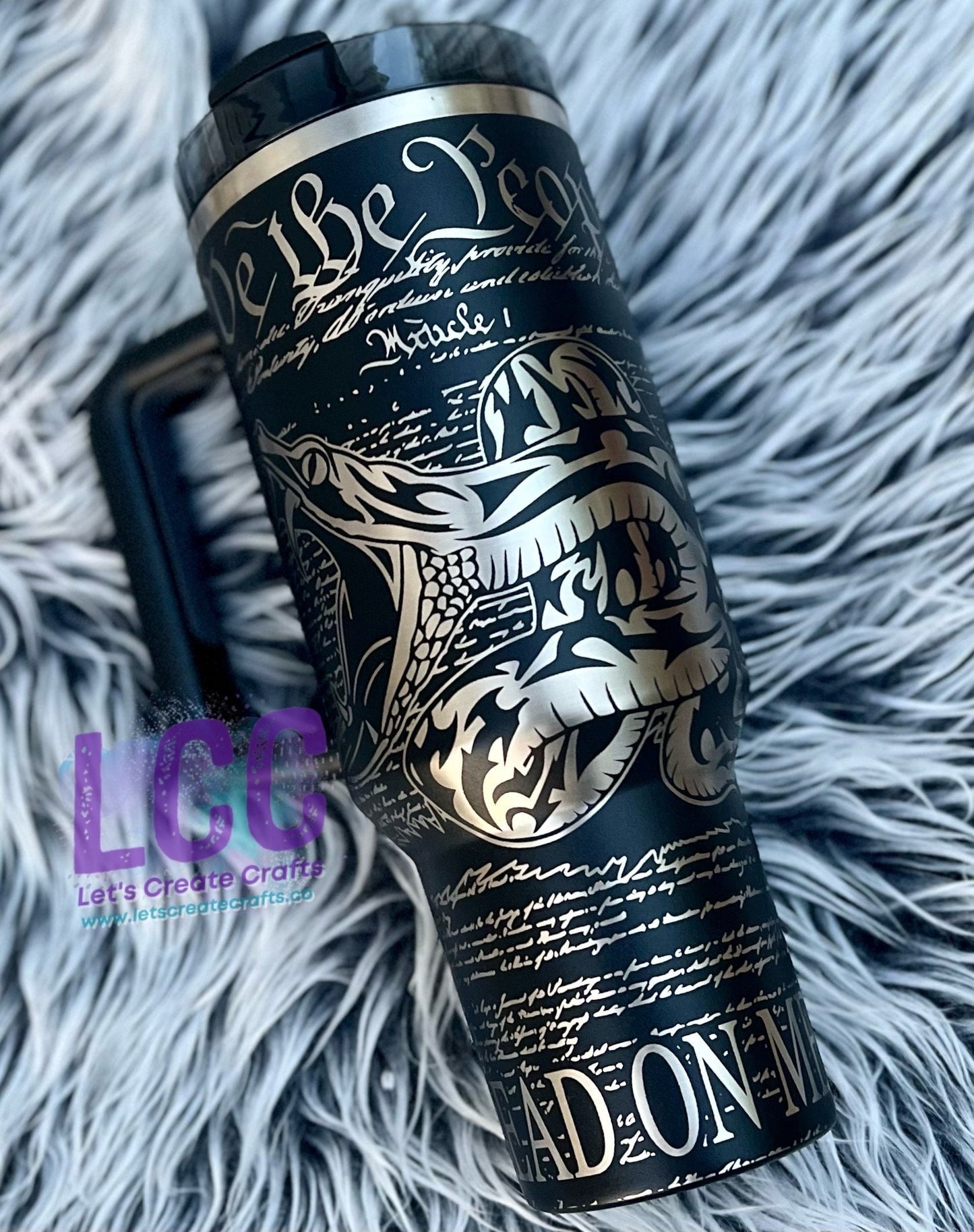 40oz Flag / We the People / Don't Tred on Me Engraved Quencher Tumbler w/ Handle / Gifts for Father, Dad, Stepdad, birthday graduation, fall