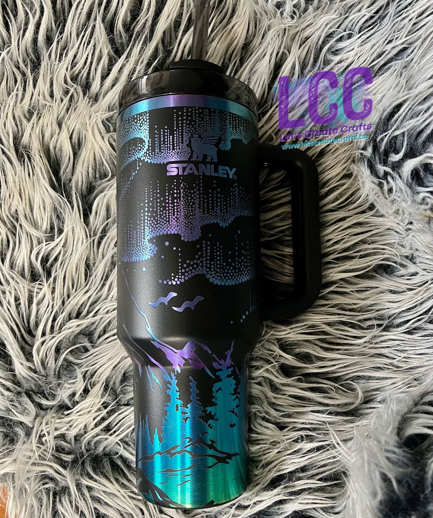 NEW 40oz Northern Lights Sky Personalized Tumbler w/ Handle - Gift for her, mom, teacher, graduation, birthday, friend, spring