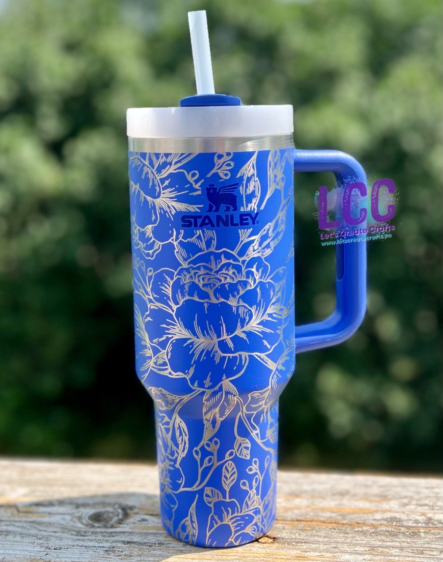 40oz Peony Engraved Quencher Personalized Tumbler w/ Handle - Gift, Fall, Mother, mom, graduation, party, birthday, friends, family, school