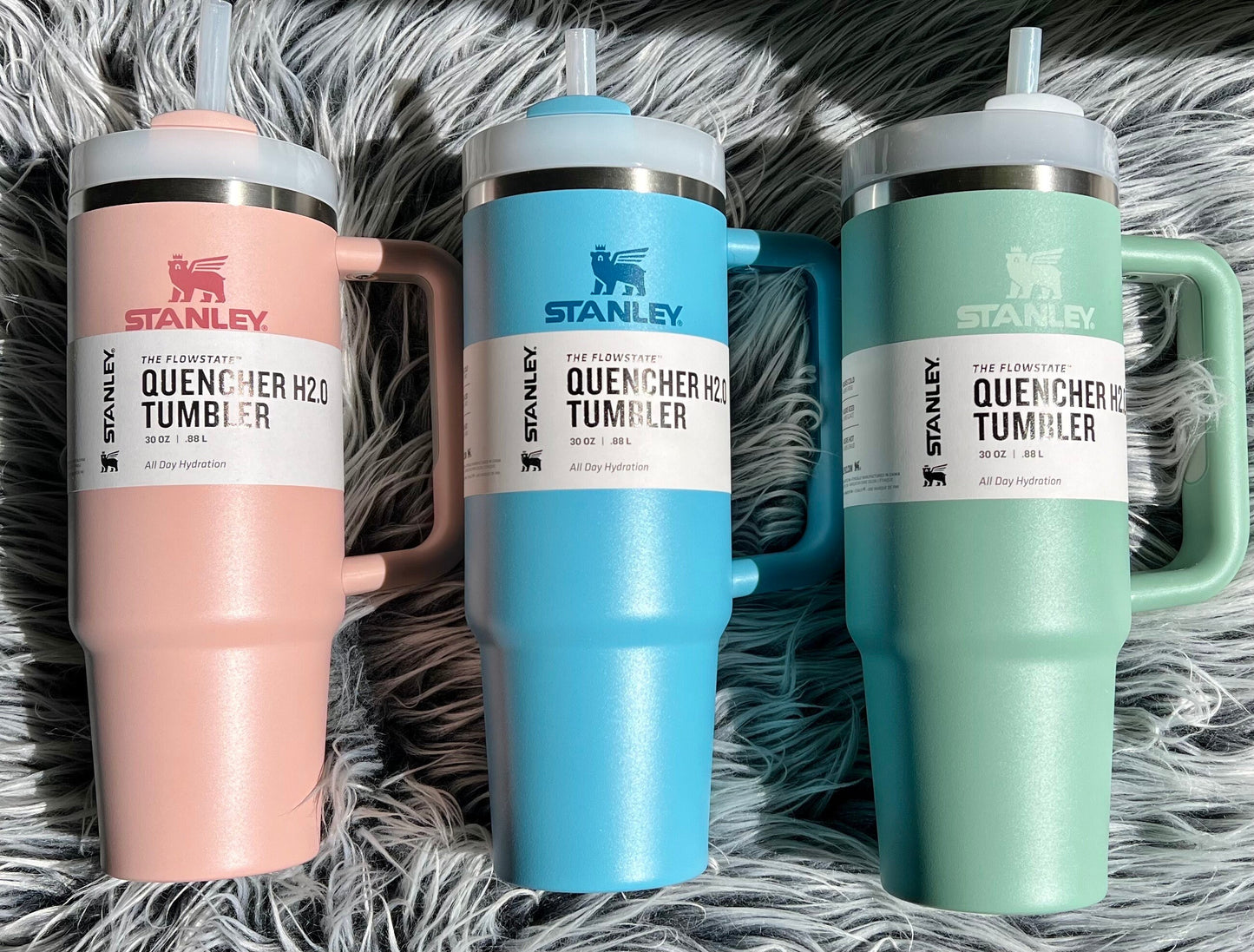 NEW COLORS! 30oz Floral Engraved Quencher Tumbler w/ Handle - Gifts for Mom, her, grad, bridal party, birthday, friend, family, fall, school