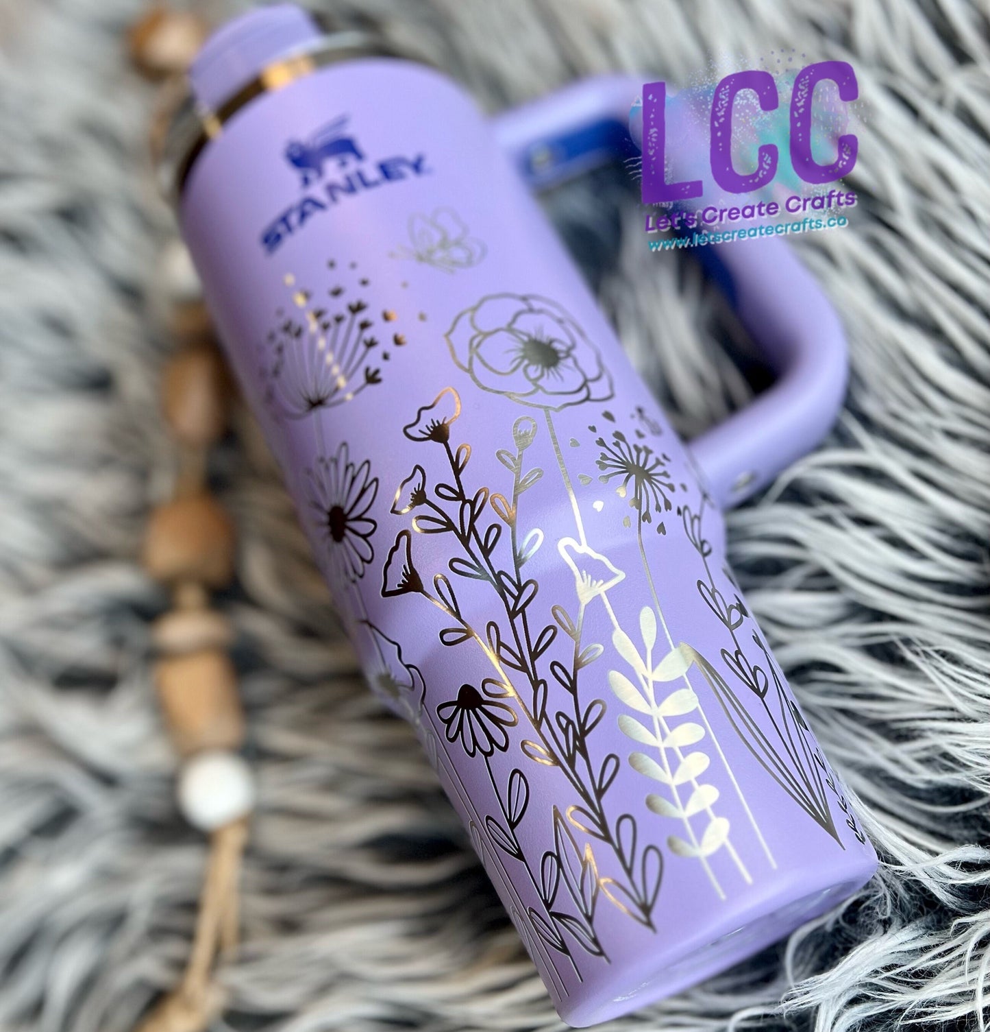 NEW COLORS! 30oz Butterfly Bee Wildflower Engraved Tumbler w/ Handle - Gifts Mom, her, grad, bridal party, birthday, friend, family, school