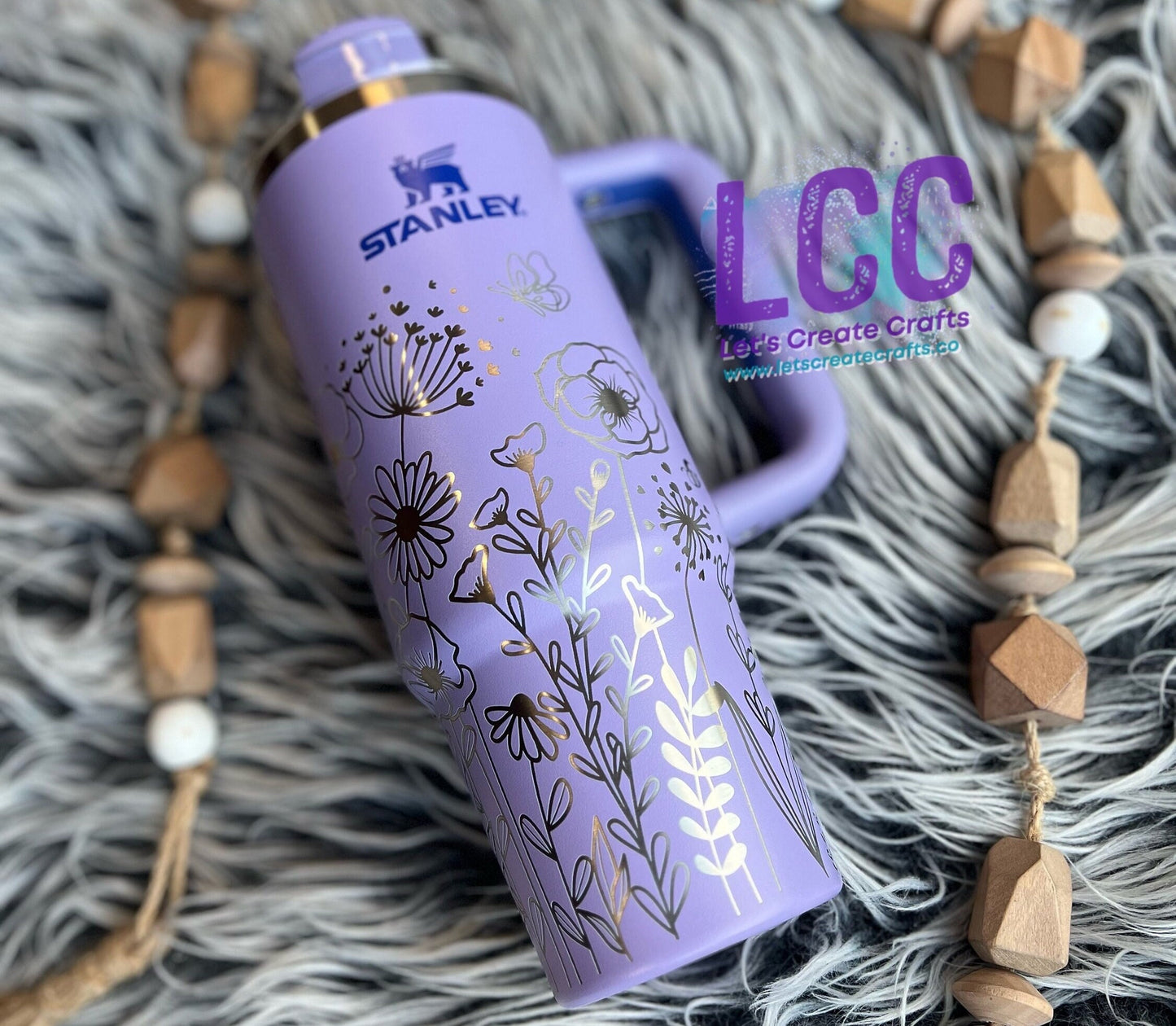 NEW COLORS! 30oz Butterfly Bee Wildflower Engraved Tumbler w/ Handle - Gifts Mom, her, grad, bridal party, birthday, friend, family, school