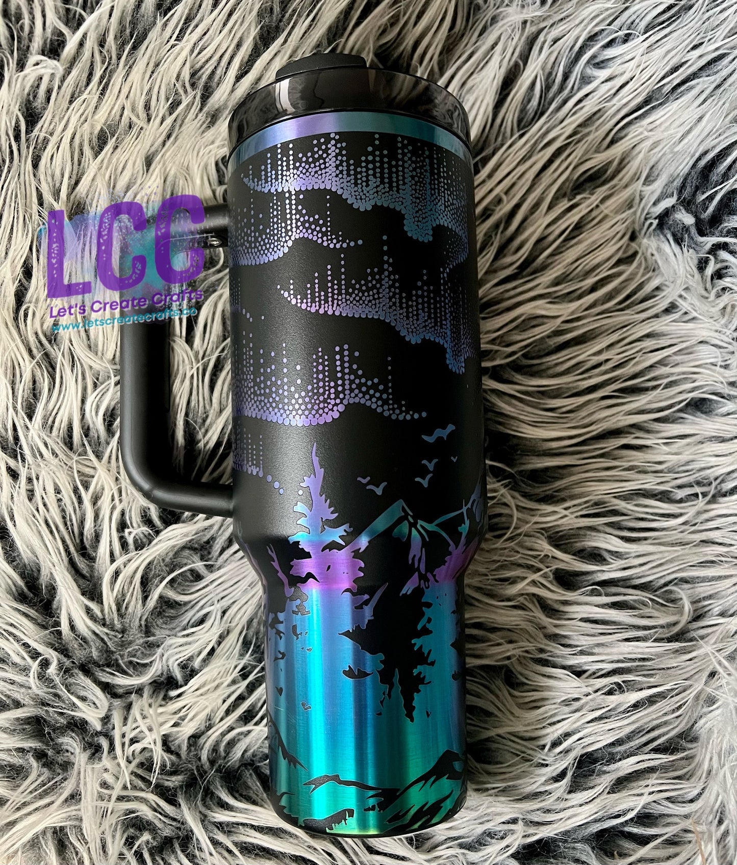 NEW 40oz Northern Lights Sky Personalized Tumbler w/ Handle - Gift for her, mom, teacher, graduation, birthday, friend, spring