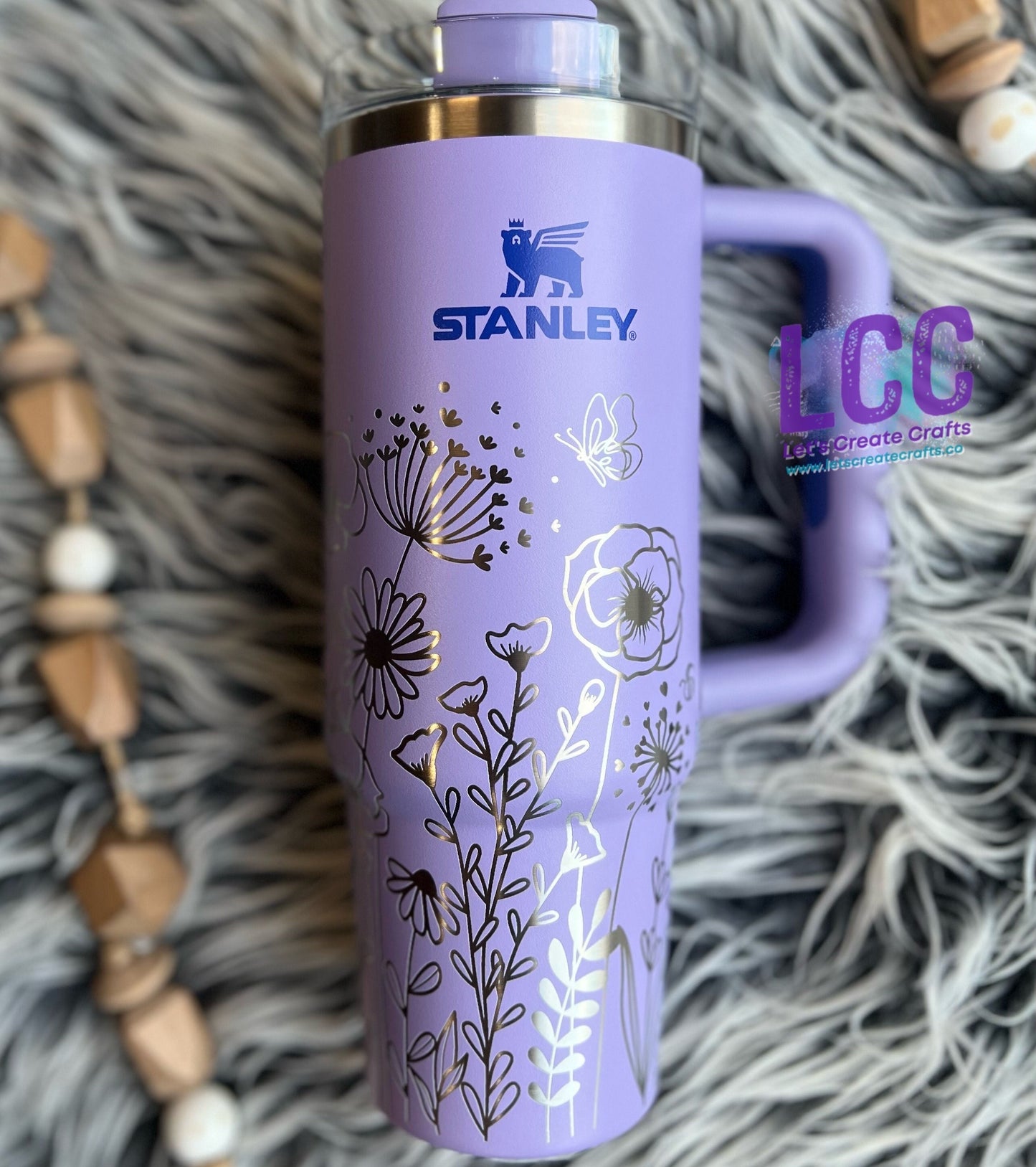 NEW COLORS! 30oz Butterfly Bee Wildflower Engraved Tumbler w/ Handle - Gifts Mom, her, grad, bridal party, birthday, friend, family, school