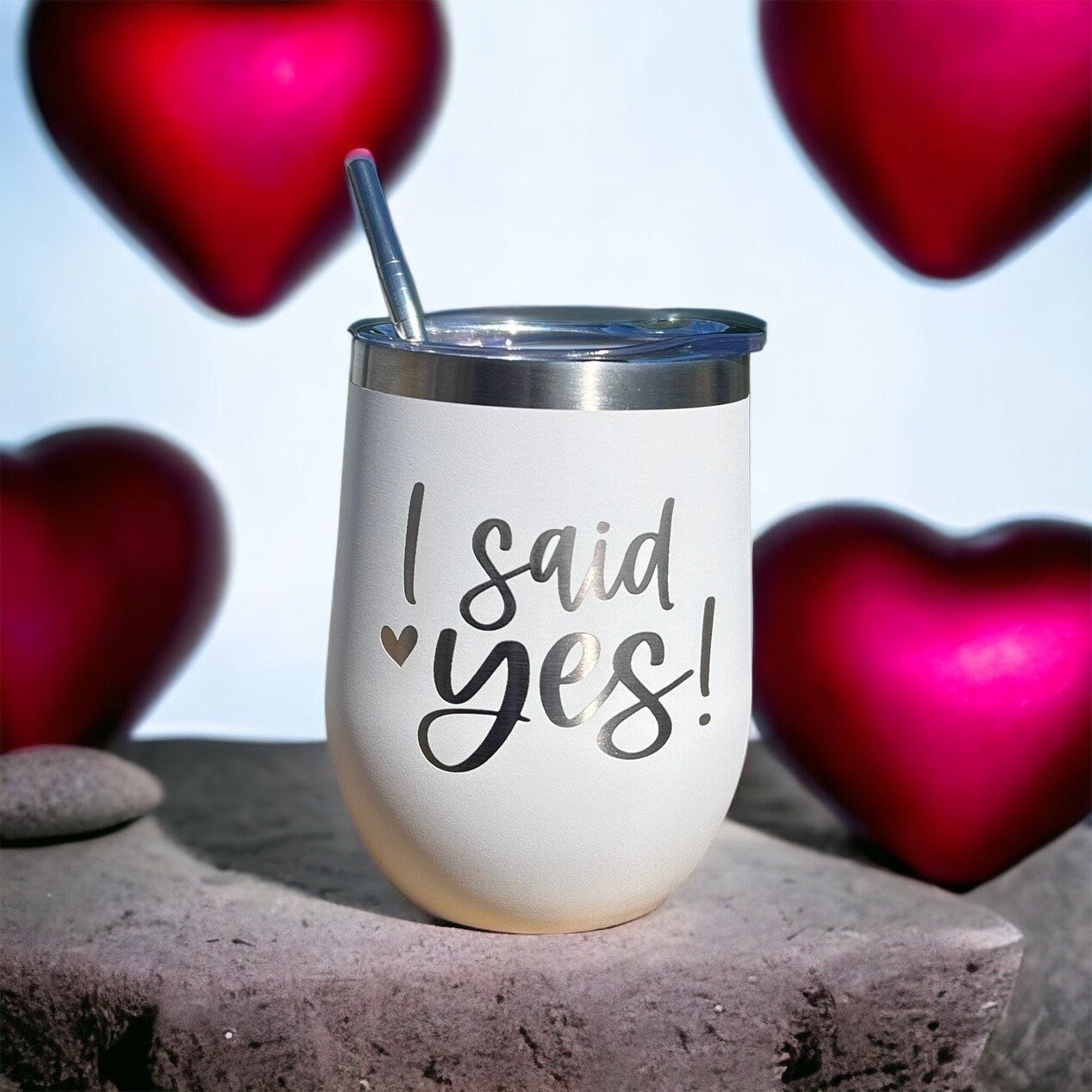I Said Yes Personalized Engraved Wine Glass | Engagement Gift for her | Bridal Shower | fall | birthday | love | bridesmaid | Mrs. | Etched