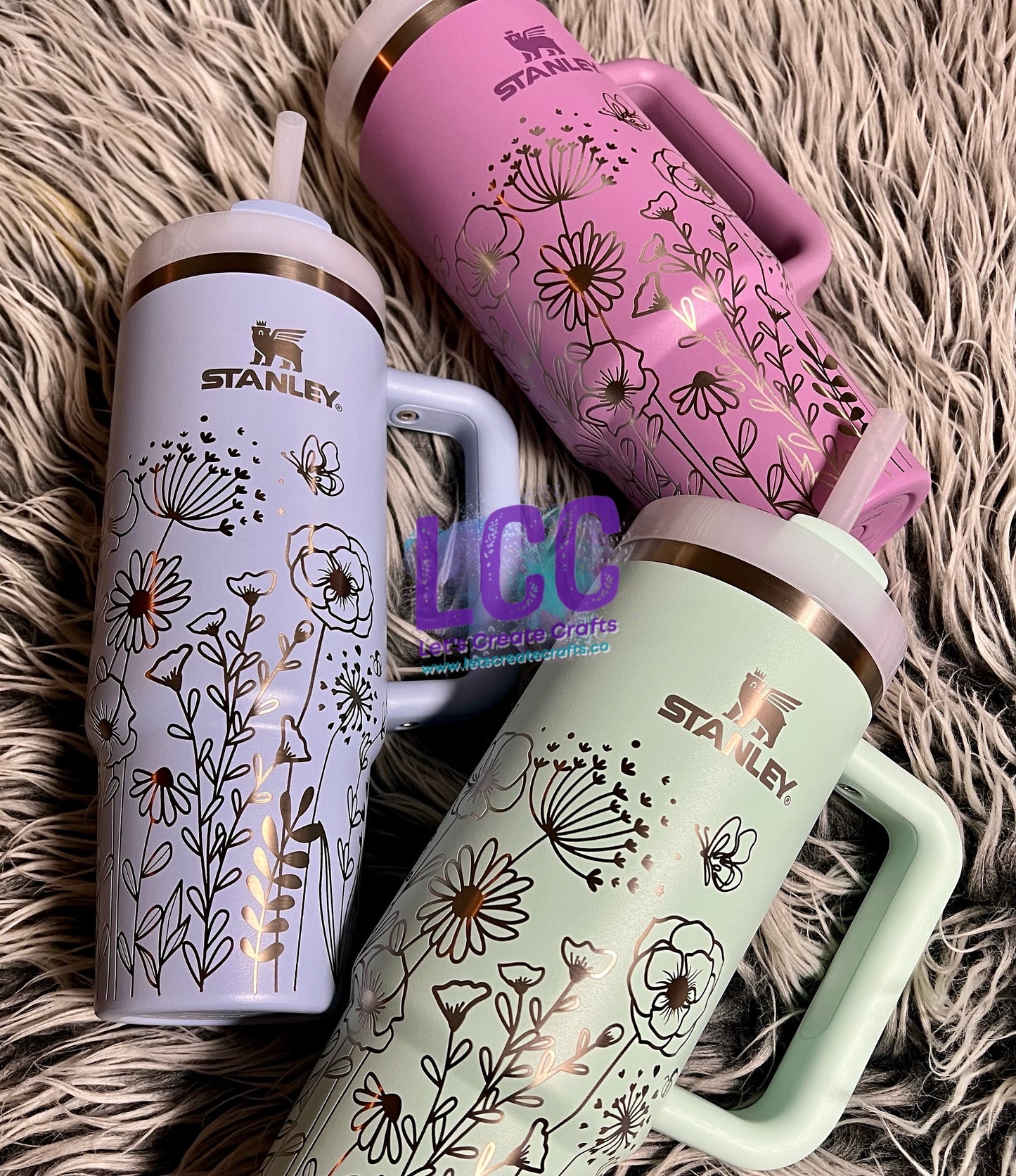 NEW COLORS! 30oz Butterfly Bee Wildflower Engraved Tumbler w/ Handle - Gifts Mom, her, grad, bridal party, birthday, friend, family, school