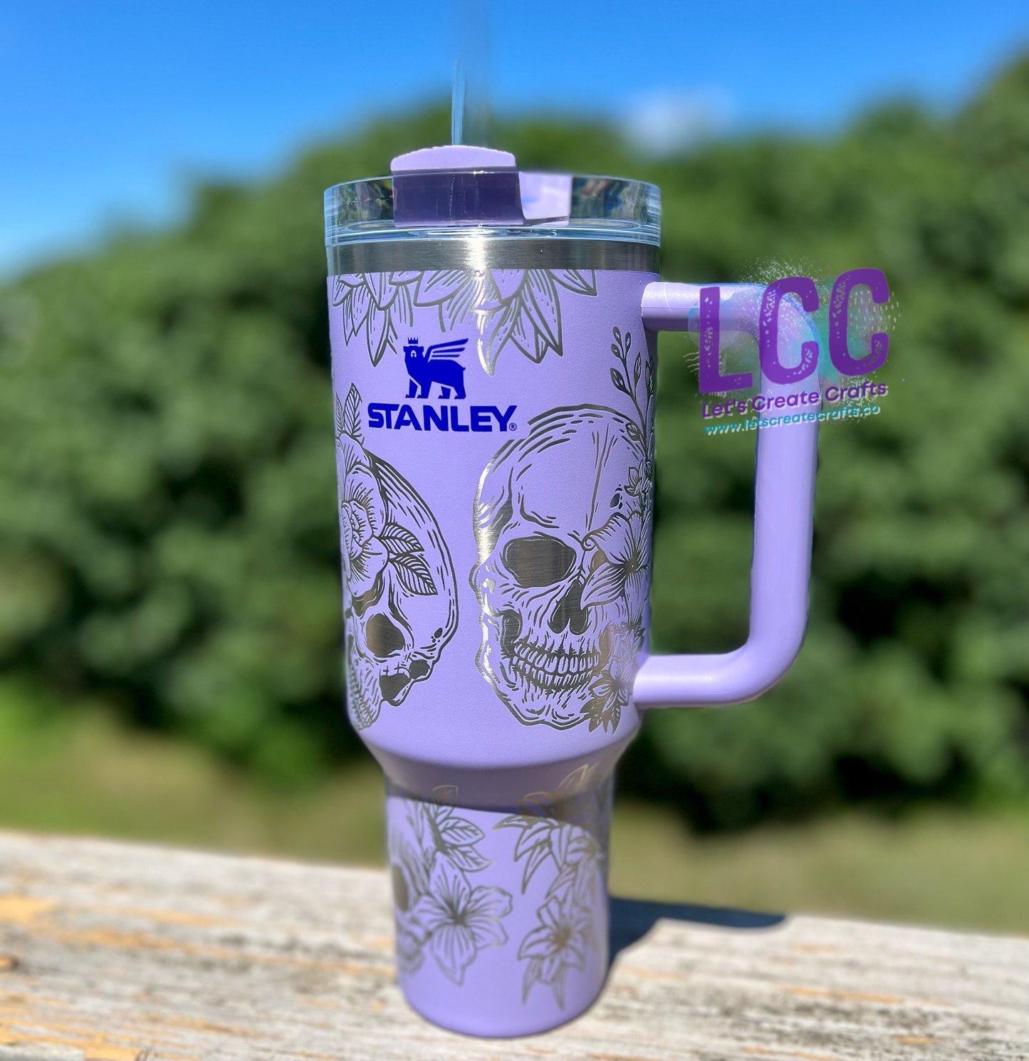 40oz Skull & Roses Engraved Quencher Personalized Tumbler w/ Handle - Gifts for her | mom | teacher | graduation | birthday | friend | fall