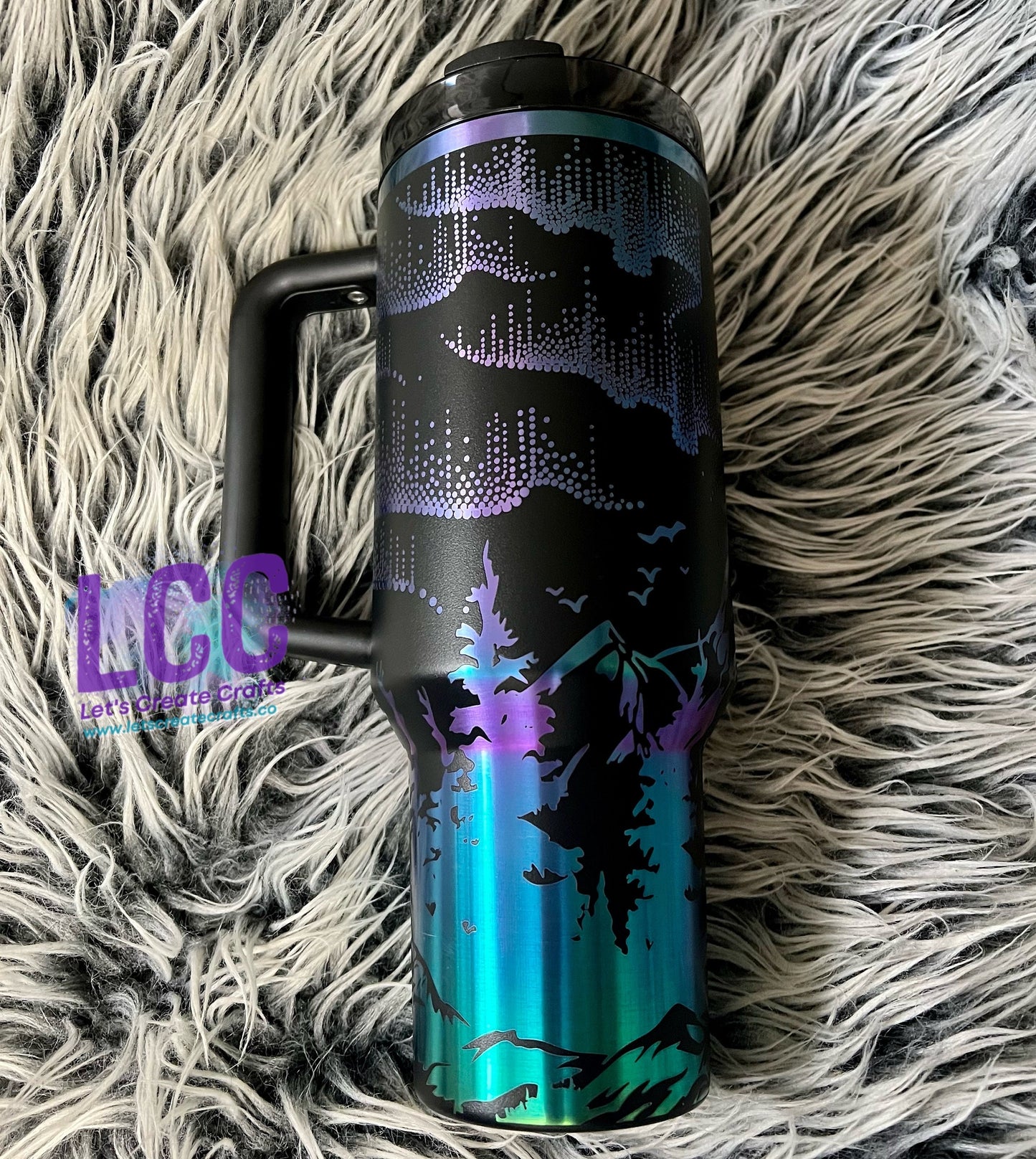 NEW 40oz Northern Lights Sky Personalized Tumbler w/ Handle - Gift for her, mom, teacher, graduation, birthday, friend, spring