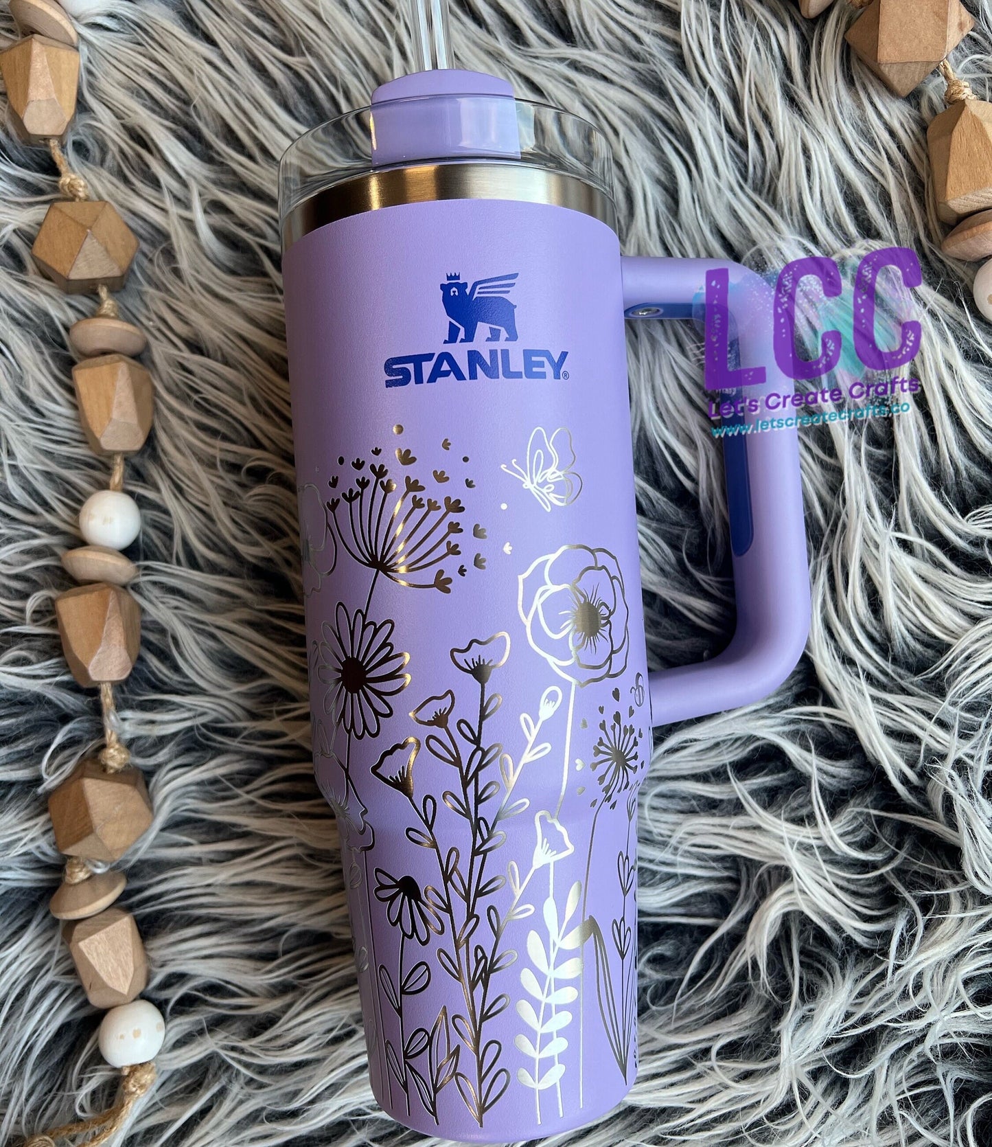NEW COLORS! 30oz Butterfly Bee Wildflower Engraved Tumbler w/ Handle - Gifts Mom, her, grad, bridal party, birthday, friend, family, school