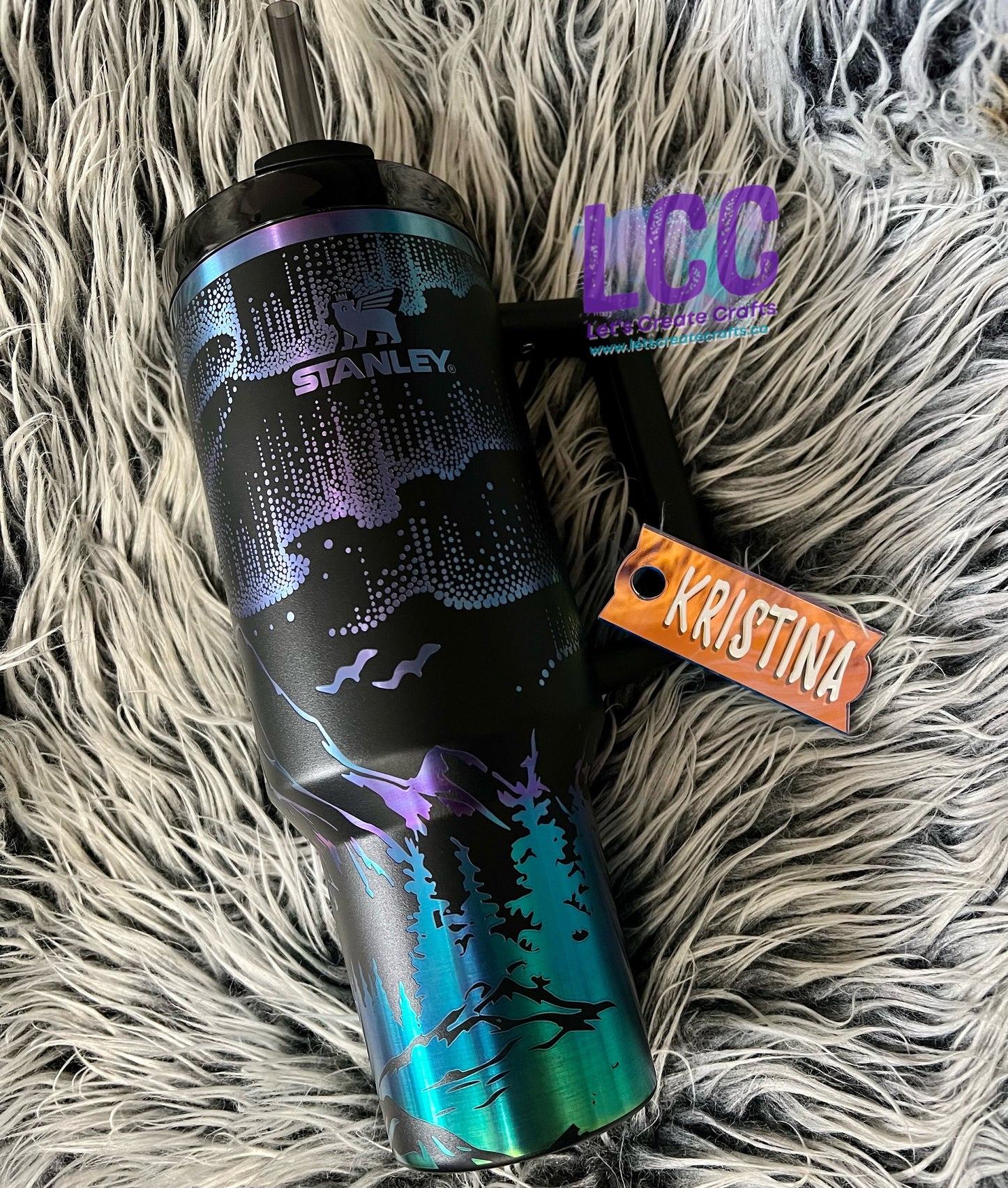 NEW 40oz Northern Lights Sky Personalized Tumbler w/ Handle - Gift for her, mom, teacher, graduation, birthday, friend, spring