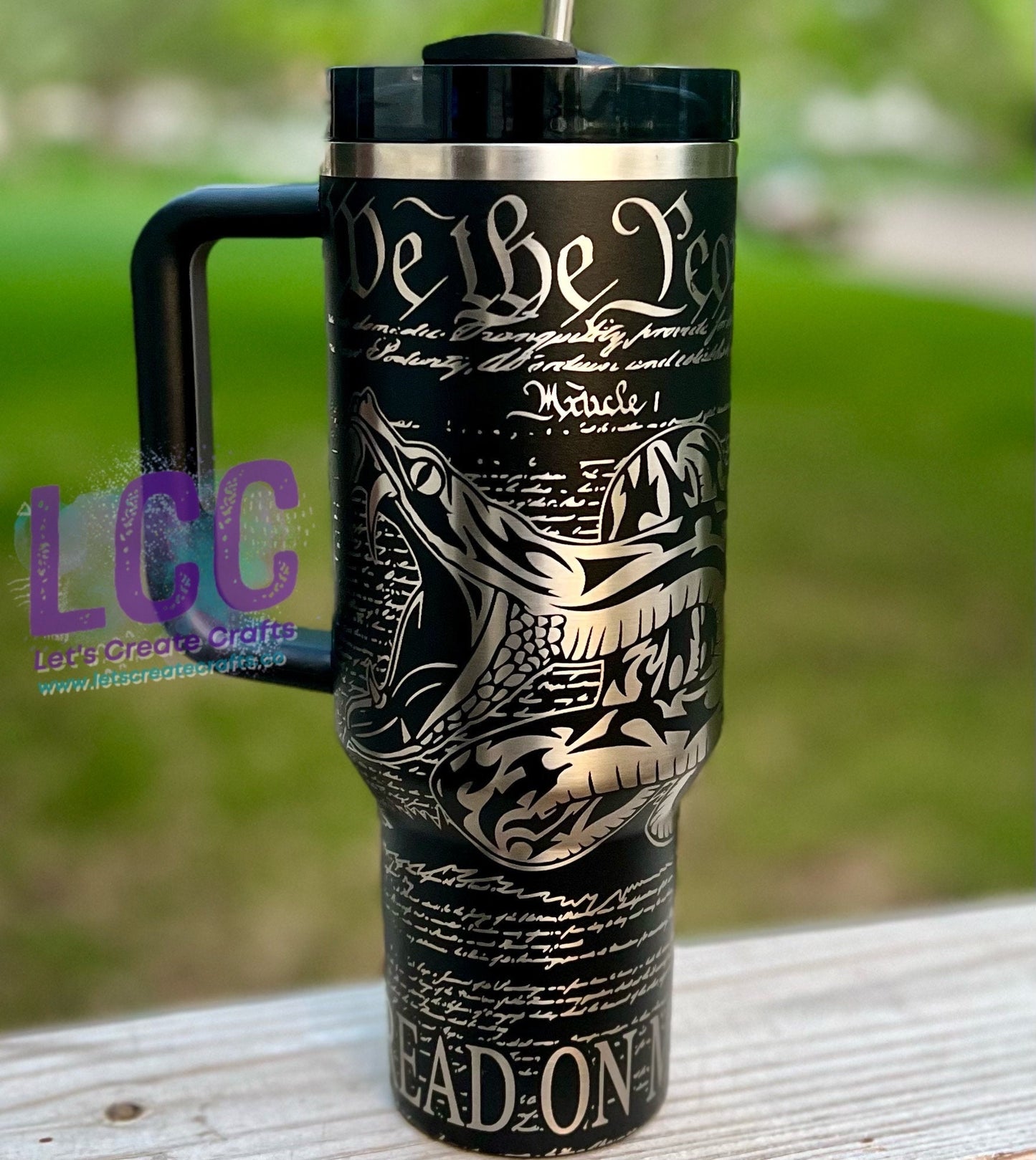 40oz Flag / We the People / Don't Tred on Me Engraved Quencher Tumbler w/ Handle / Gifts for Father, Dad, Stepdad, birthday graduation, fall