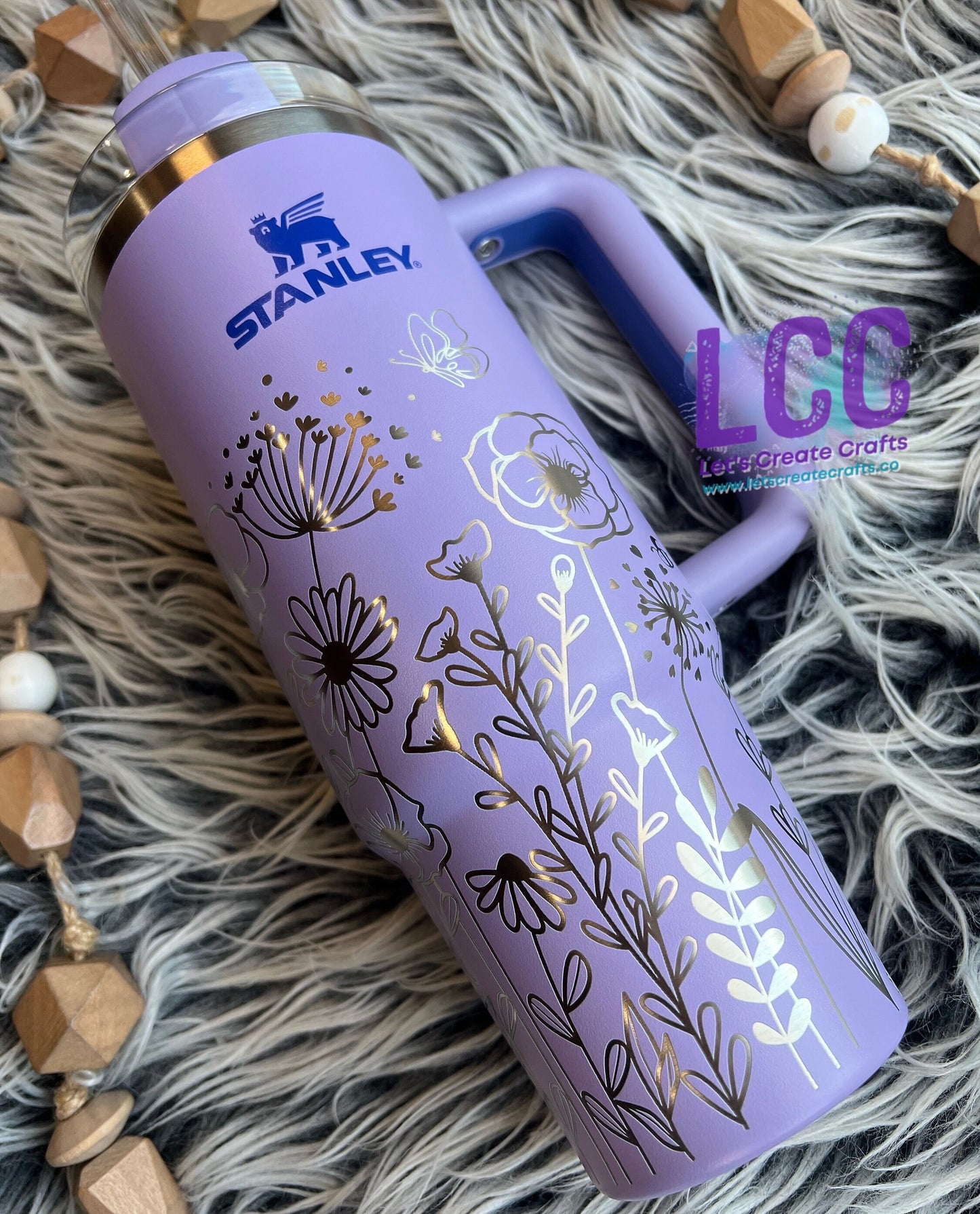 NEW COLORS! 30oz Butterfly Bee Wildflower Engraved Tumbler w/ Handle - Gifts Mom, her, grad, bridal party, birthday, friend, family, school