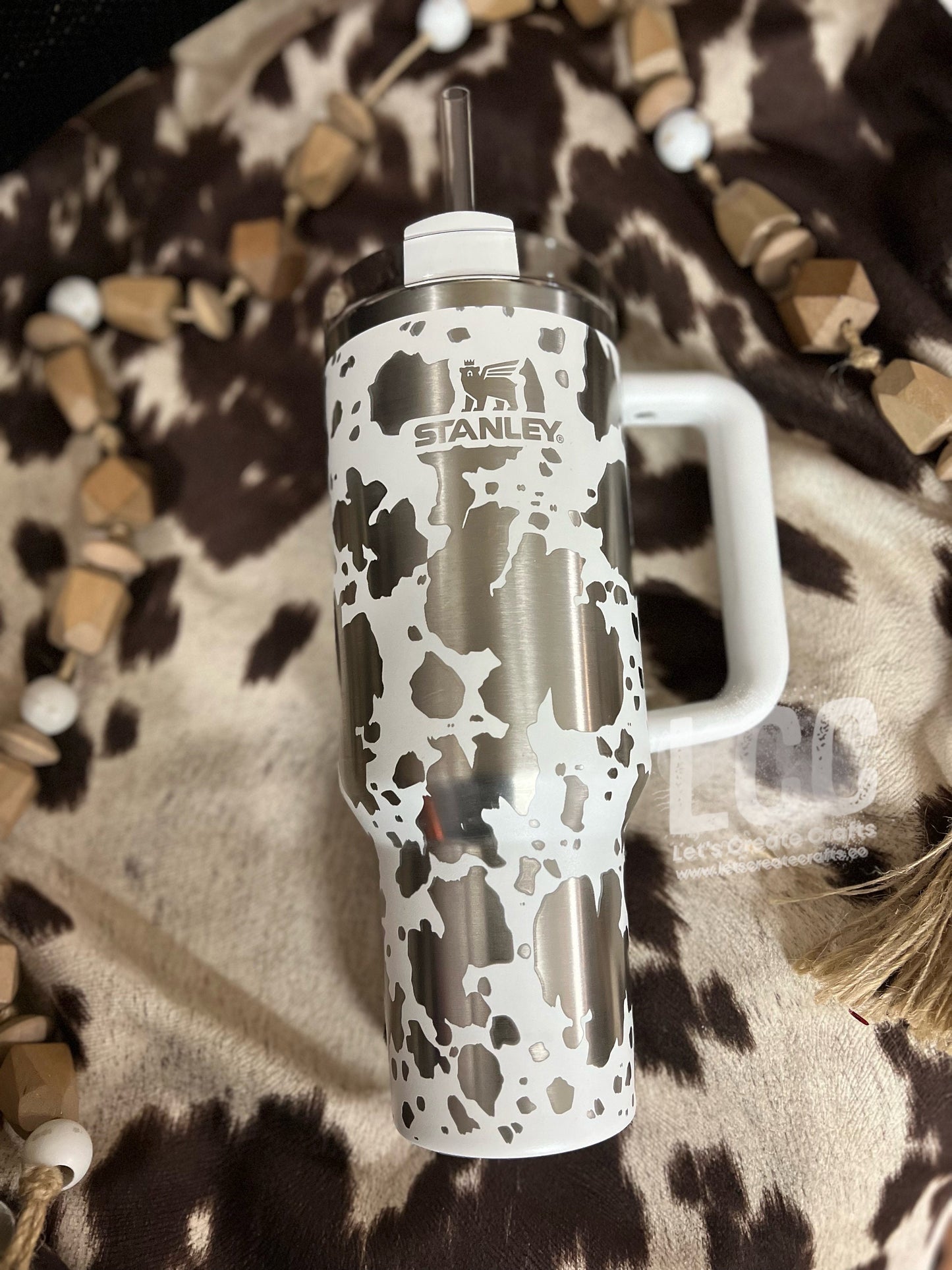 40oz Cow Print Engraved Quencher Personalized Tumbler w/ Handle - Gifts for her | mom | teacher | graduation | birthday | friends | Fall