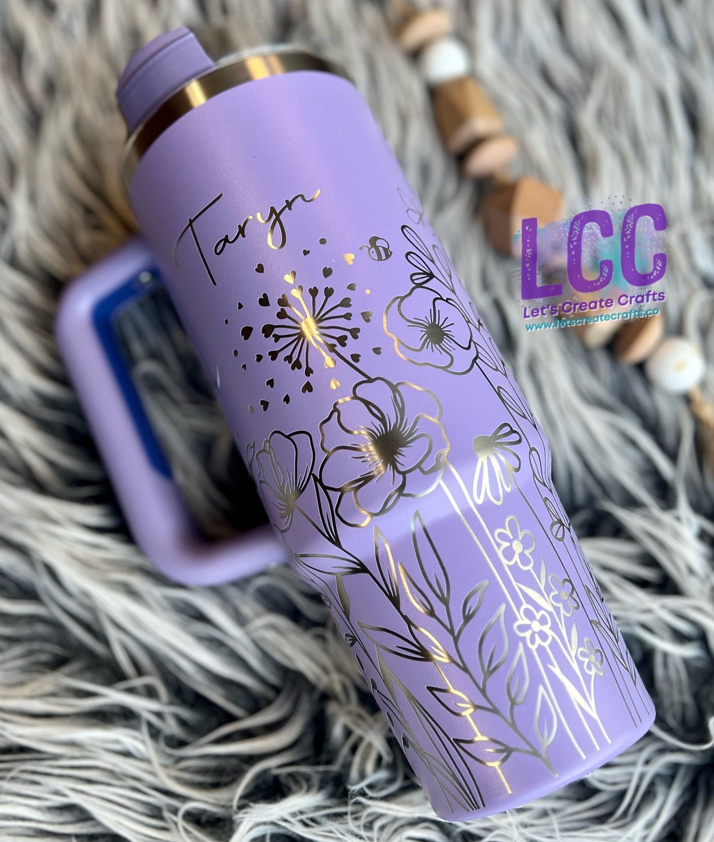 NEW COLORS! 30oz Butterfly Bee Wildflower  Engraved Tumbler w/ Handle - Gifts Mom, her, grad, bridal party, birthday, friend, family, school