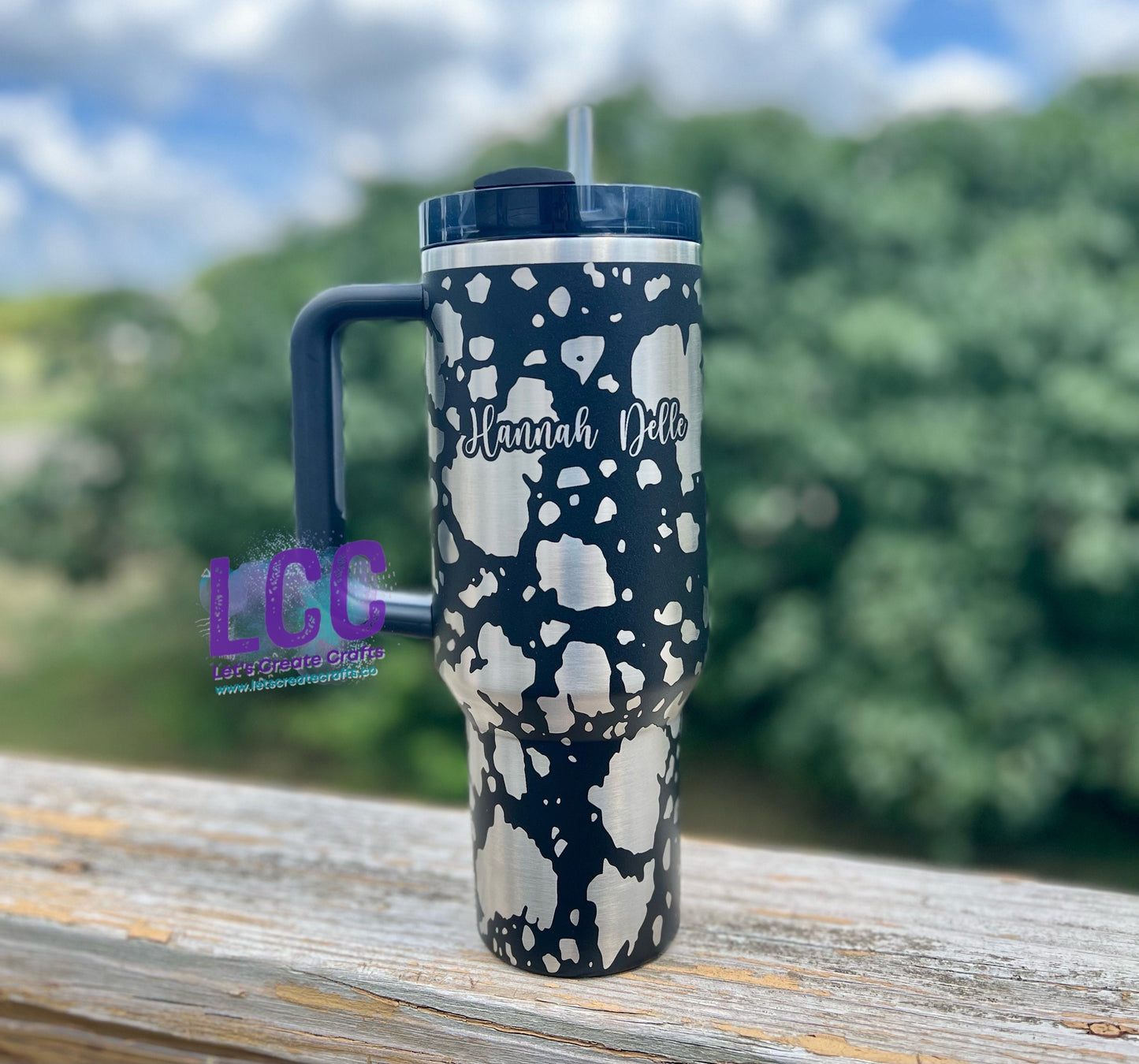 40oz Cow Print Engraved Quencher Personalized Tumbler w/ Handle - Gifts for her | mom | teacher | graduation | birthday | friends | Fall