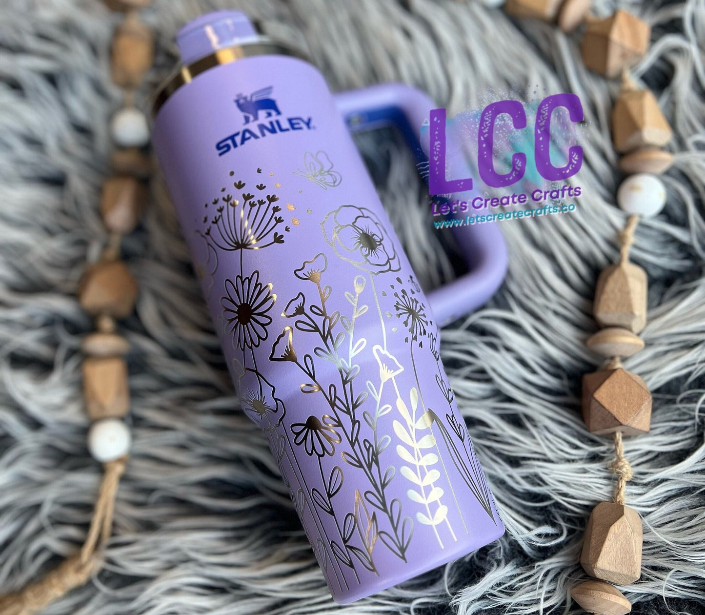 NEW COLORS! 30oz Butterfly Bee Wildflower  Engraved Tumbler w/ Handle - Gifts Mom, her, grad, bridal party, birthday, friend, family, school