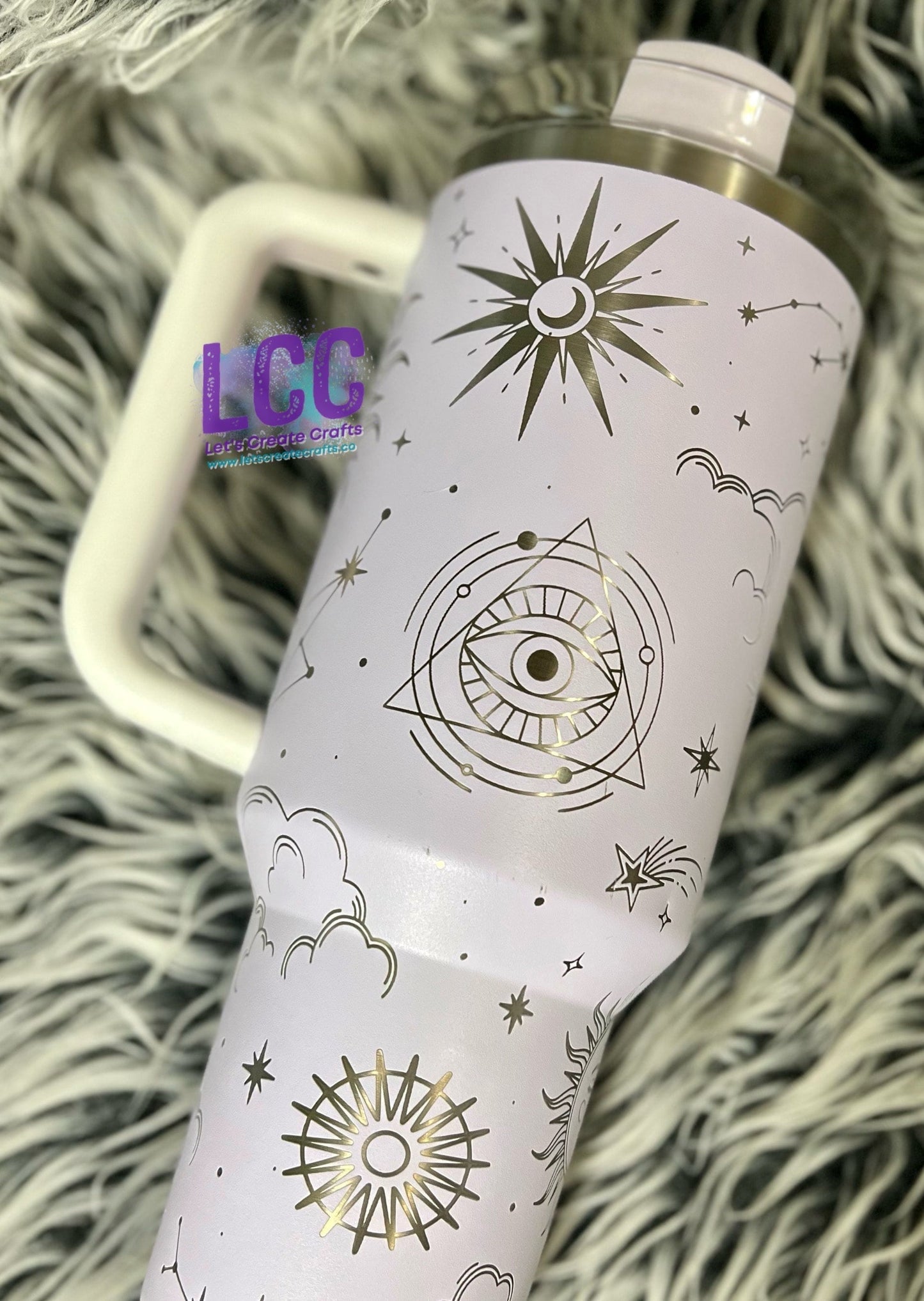 NEW! Unique designed 40oz Celestial Engraved Tumbler w Handle - Gift for her | mom | teacher | Stars Moon Sun Sky | birthday | friend | Fall