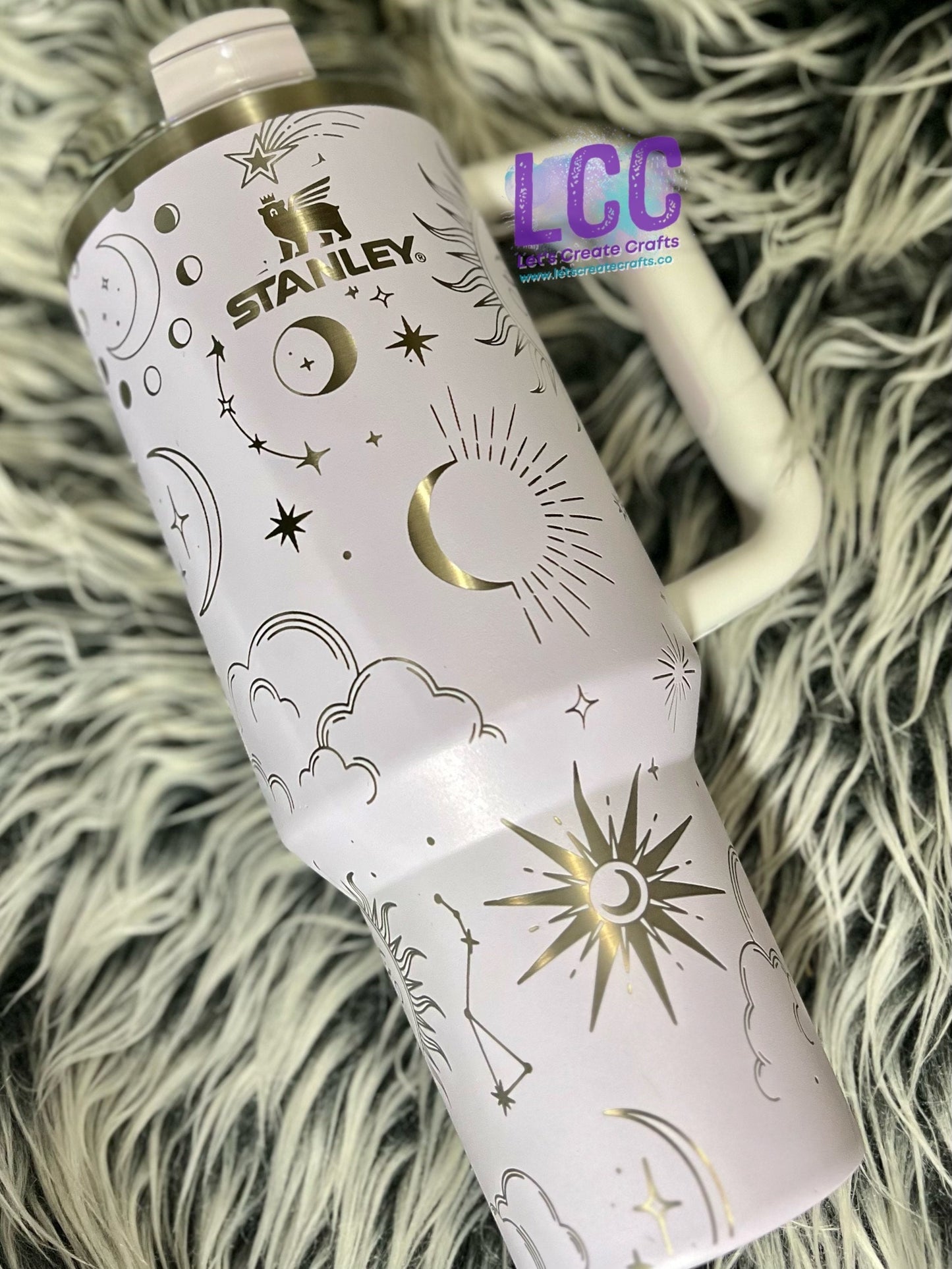 NEW! Unique designed 40oz Celestial Engraved Tumbler w Handle - Gift for her | mom | teacher | Stars Moon Sun Sky | birthday | friend | Fall