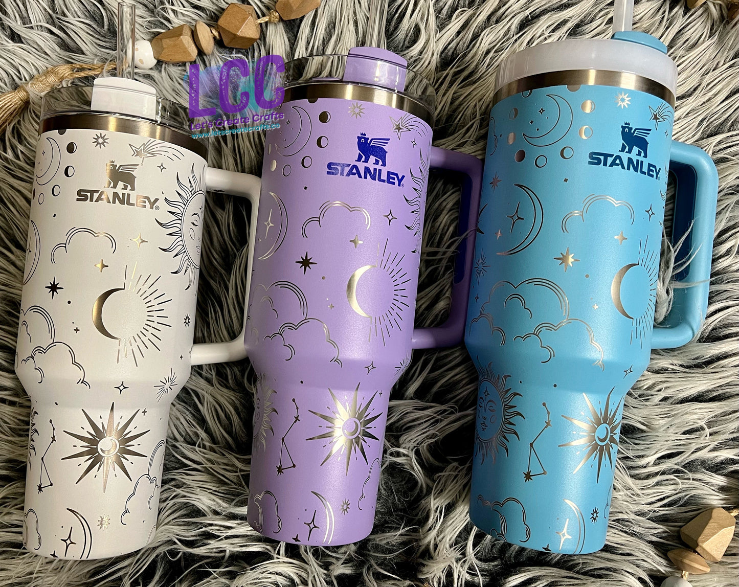 NEW! Unique designed 40oz Celestial Engraved Tumbler w Handle - Gift for her | mom | teacher | Stars Moon Sun Sky | birthday | friend | Fall