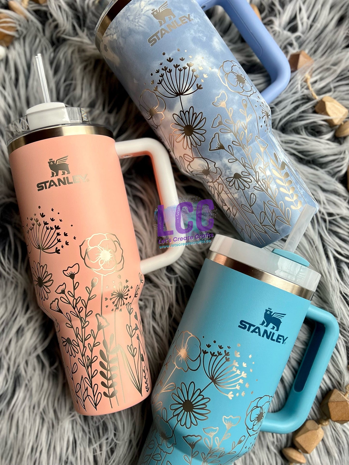 NEW COLORS! 40oz Floral Engraved Personalized Tumbler w/ Handle - Gifts for her, mom, teacher, graduation, birthday, friends, fall, autumn