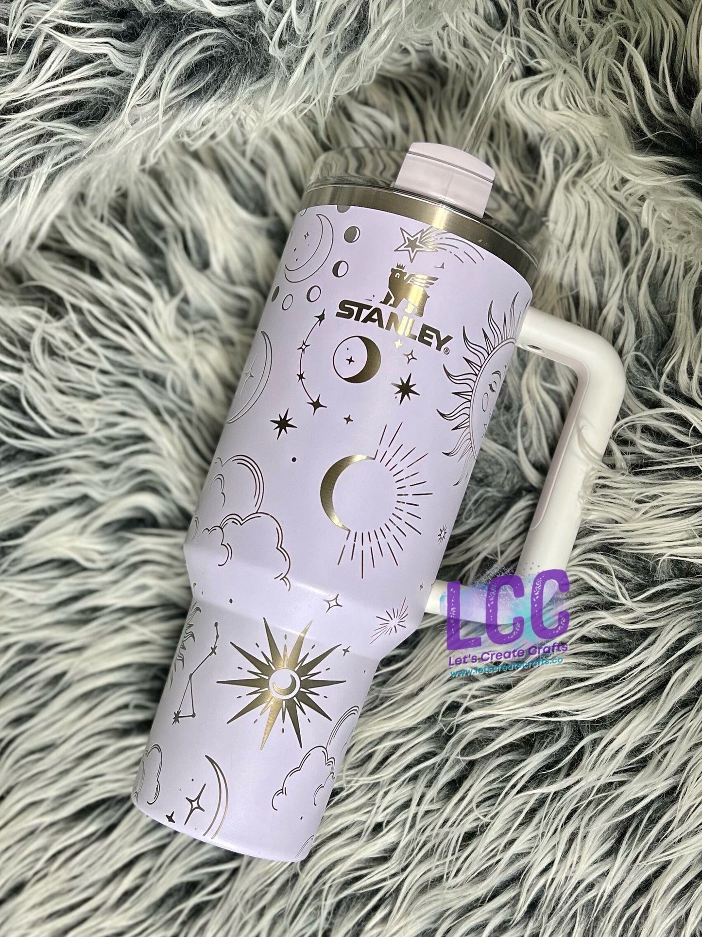 NEW! Unique designed 40oz Celestial Engraved Tumbler w Handle - Gift for her | mom | teacher | Stars Moon Sun Sky | birthday | friend | Fall