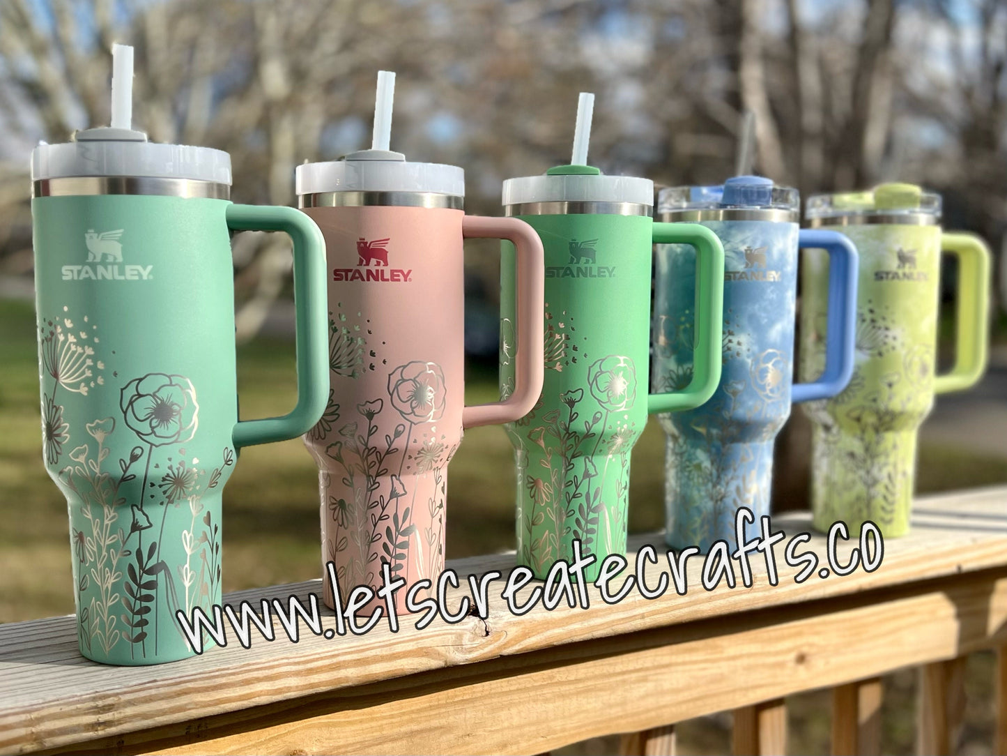 NEW COLORS! 40oz Floral Engraved Personalized Tumbler w/ Handle - Gifts for her, mom, teacher, graduation, birthday, friends, fall, autumn