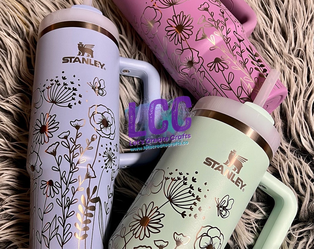 30oz Butterfly Bee Wildflower Engraved Tumbler